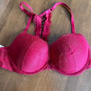 NEW WITH TAGS Red lace up racerback bra